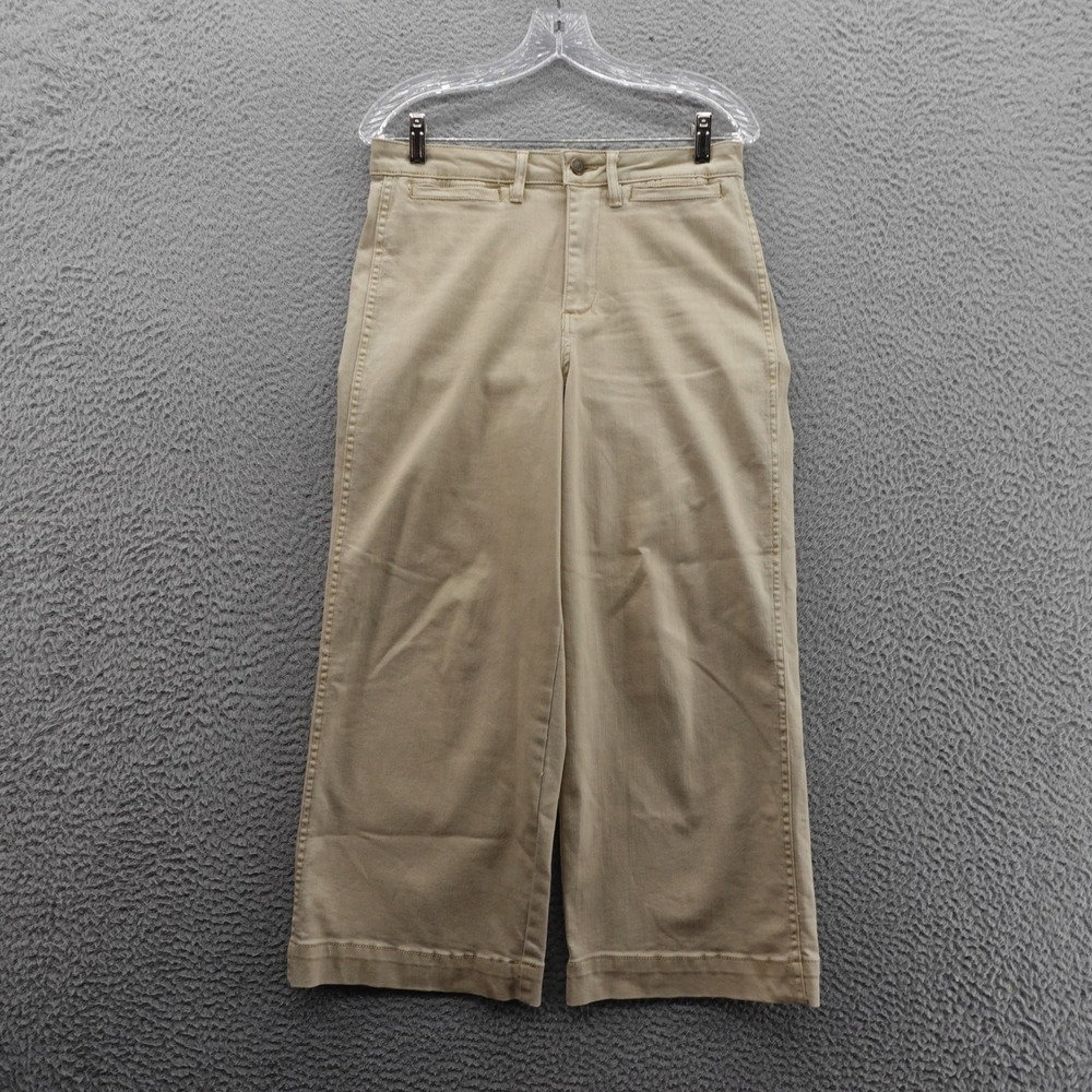 OAT New York Cropped Pants 4/27 Beige Wide Leg Stretch Women Casual